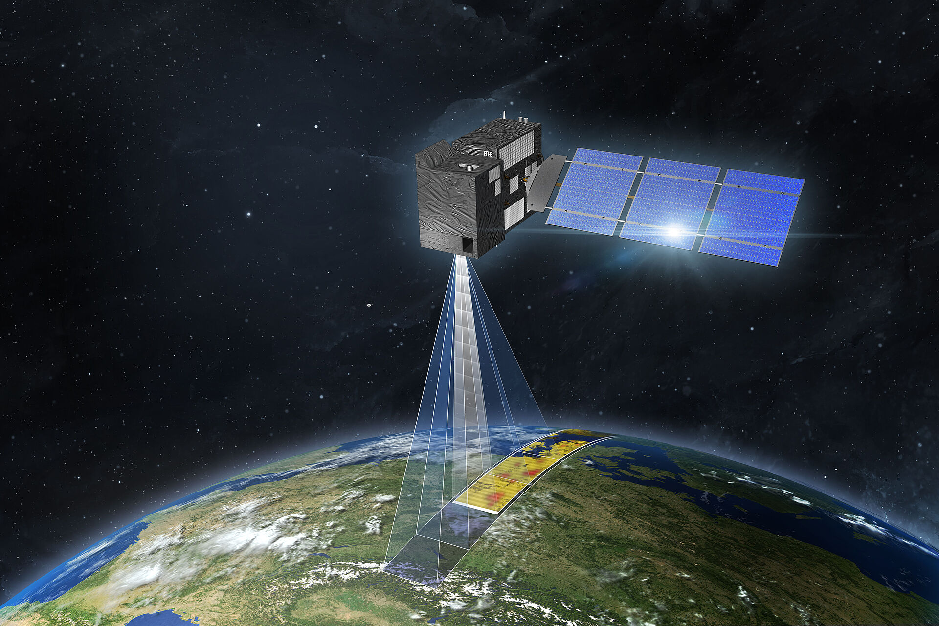 A Copernicus Satteltile scanning the Earth
